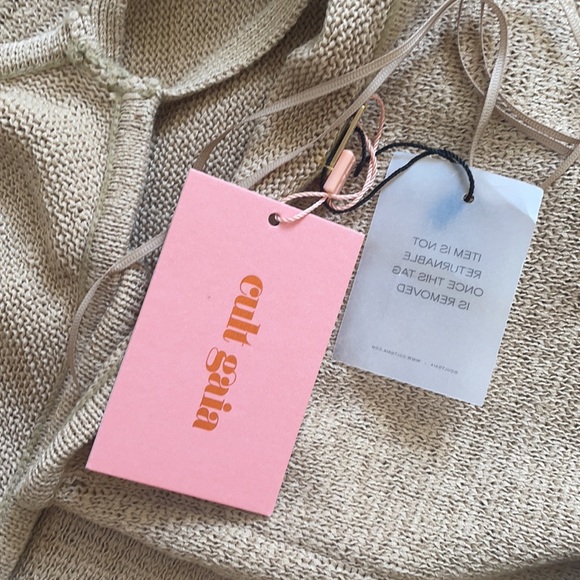 ❌SOLD❌Cult Gaia Cameron Knit Cutout Dress Tan Camel XS - Picture 9 of 16